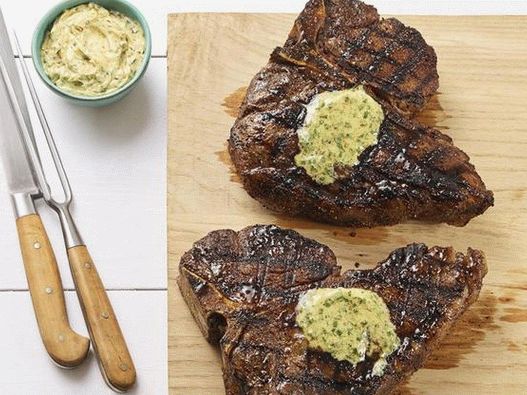 Photo of grilled porterhouse steak with mustard oil