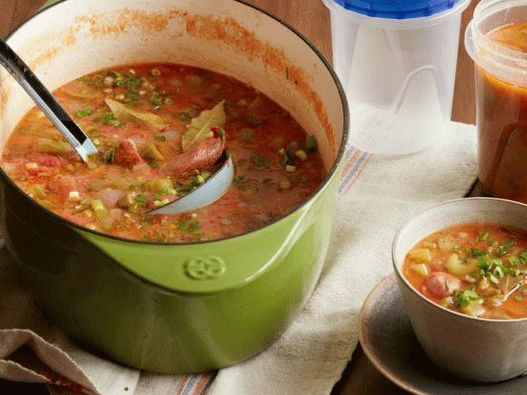 Photo Gambo soup with sausage for future use