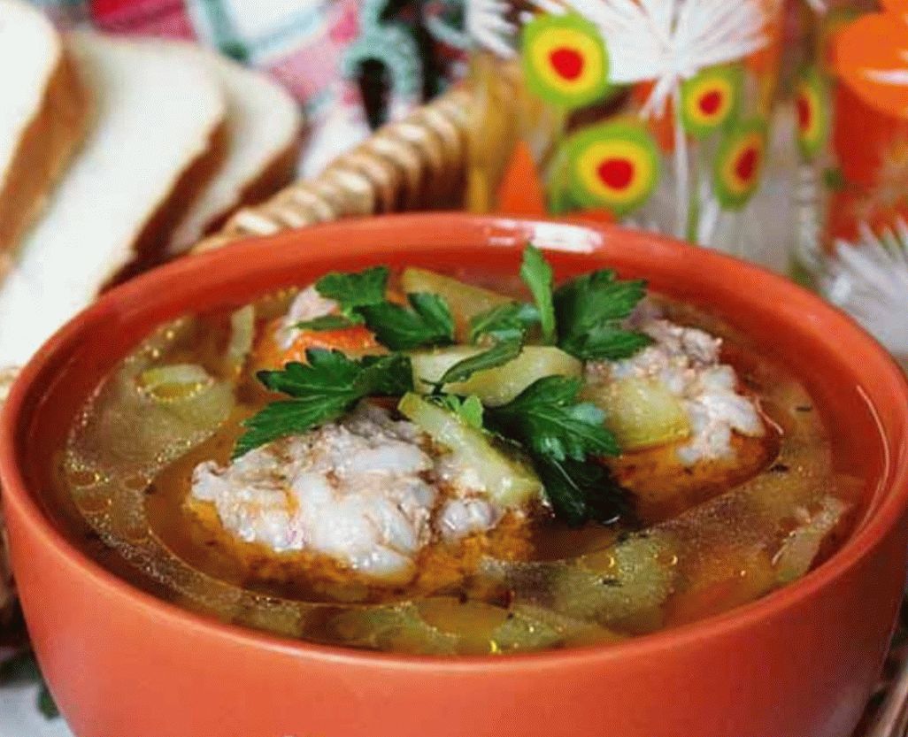Hedgehog soup with vegetables