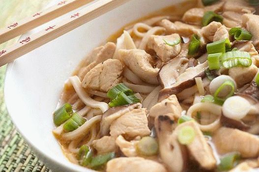 Photo Udon Noodle Soup with Chicken and Green Onions (Tori Nanba Udon)