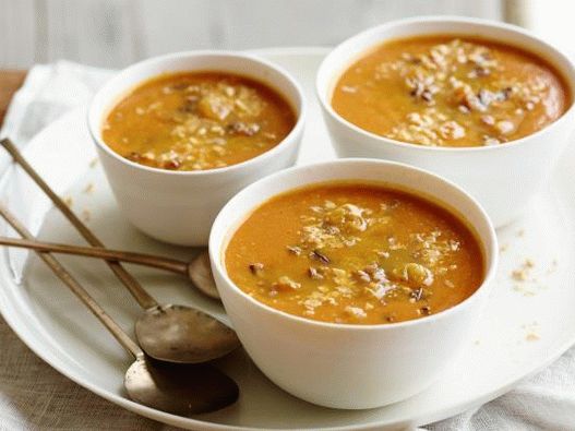 Photo of pumpkin soup with rice and curry
