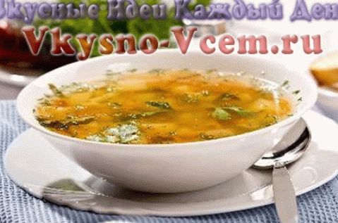 Soup on chicken broth with aromatic herbs