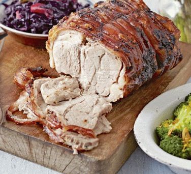 Photo Pork neck baked in a sleeve in a honey mustard marinade