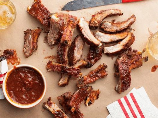 Photo Pork ribs in a sweet cola sauce