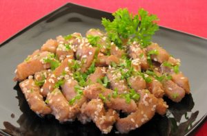 Pork with sesame seeds