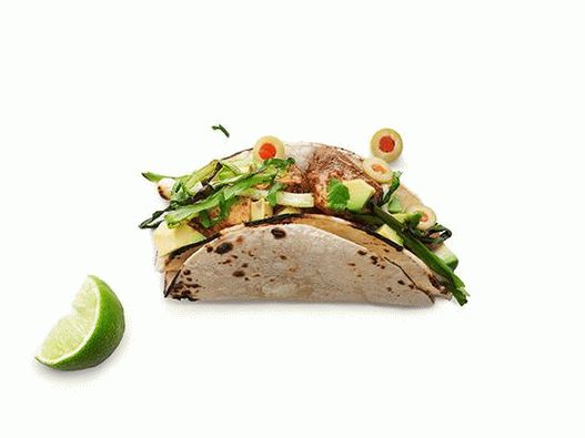 Photo of tacos with fish mahi-mahi (corifen) and citruses