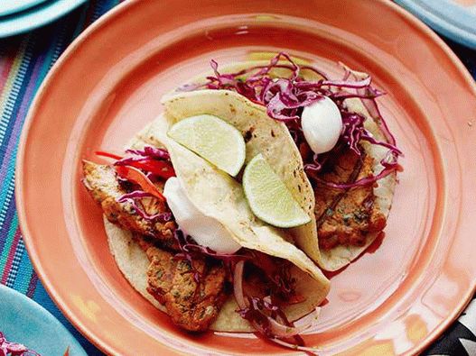 Photo of Tacos with grilled pork and red cabbage