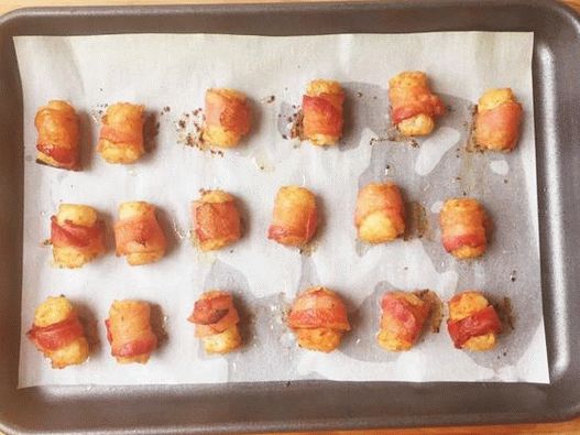 Bake potato balls until golden bacon