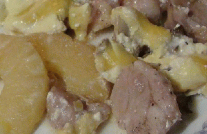 Veal under pineapples