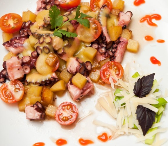 Warm octopus salad