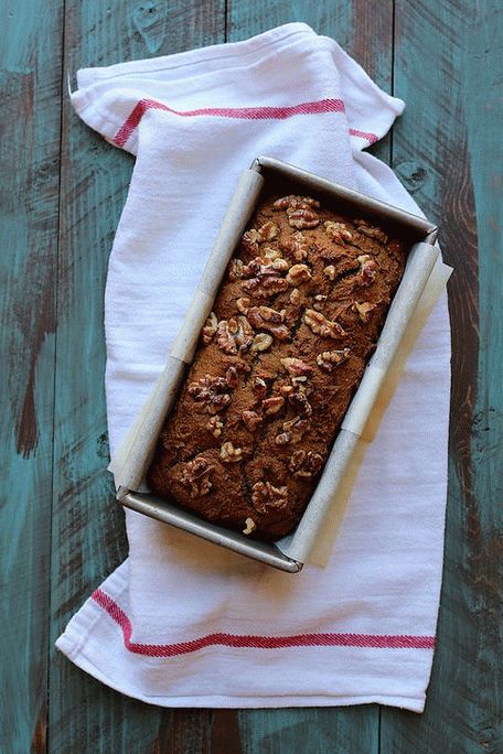 Photo of pumpkin bread on apple cider, with raisins and walnuts
