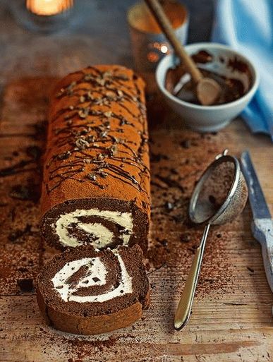 Photo Pumpkin roll with curd cream