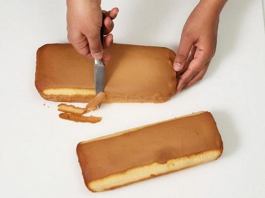 Trim the cake blank with a knife