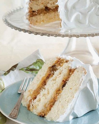 Photo Cake with coconut, nuts, candied fruit and airy protein glaze