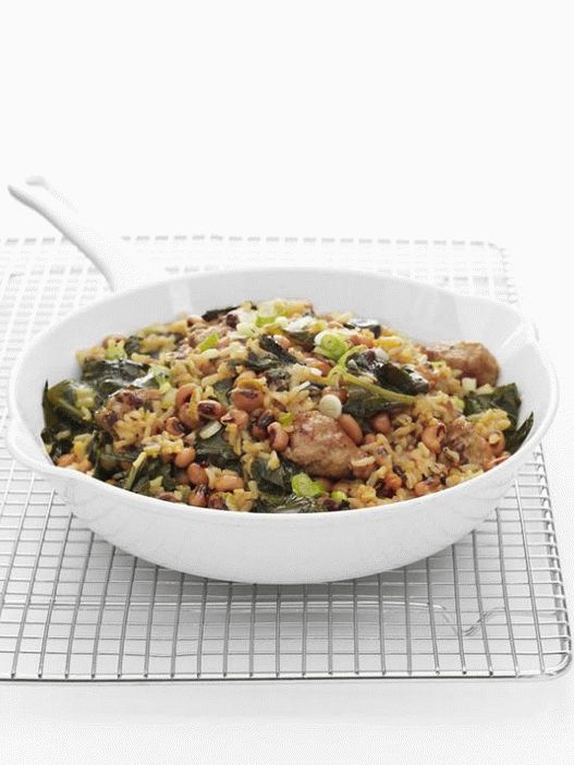Photo Caribbean stewed kale with rice