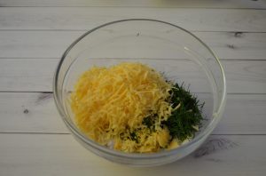 Waffles with cheese and herbs
