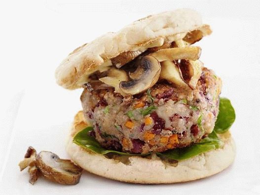 Photo Vegetarian burgers with mushrooms