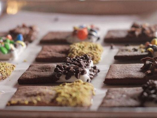 Chocolate cookies with different toppings