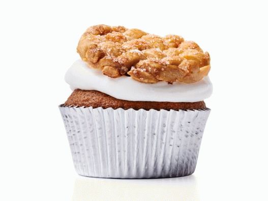 Photo Apple cupcakes decorated with cookies with ornament