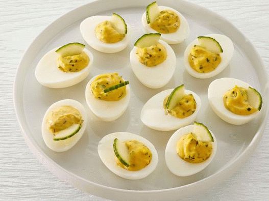 Photo of Eggs Stuffed with Cucumbers with Ranch Sauce