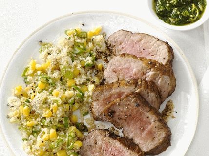 Photo of Baked pork in spices with quinoa grits
