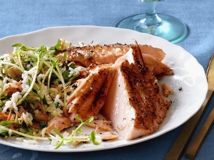 Photo of Baked salmon on a cedar plank in maple-ginger glaze