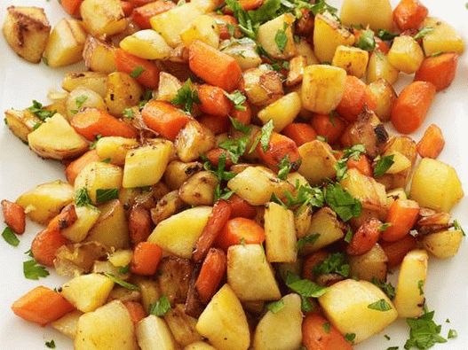 Photo Baked root vegetables