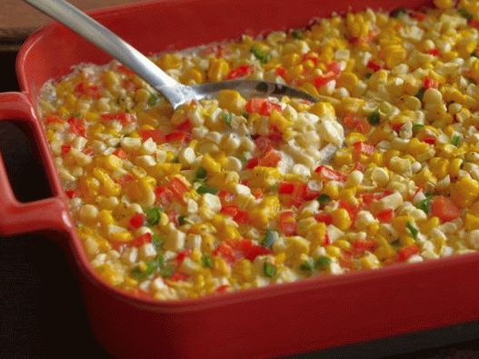 Photo Corn casserole on the cob with bell and hot pepper