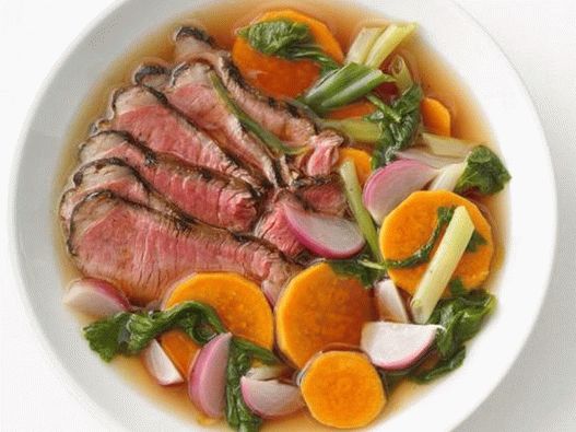 Beef with sweet potato in a fragrant broth