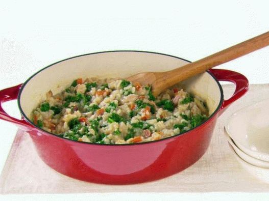 Risotto with bacon and cabbage kale