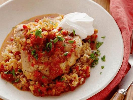 Casserole with rice and chicken