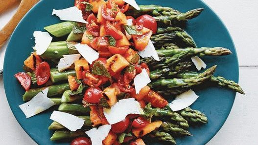 Photo of Grilled Asparagus with Melon Salad