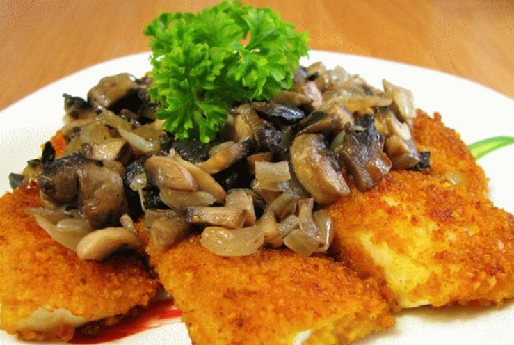 Fried fish with mushrooms