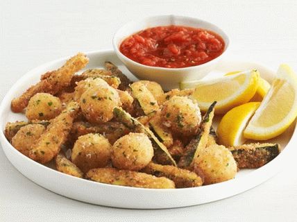 Photo of Fried Zucchini and Boccini Mozzarella with Marinara Sauce