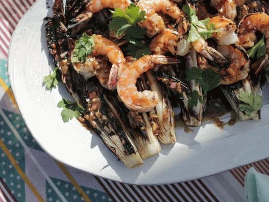 Photo of grilled shrimp and grilled radicchio