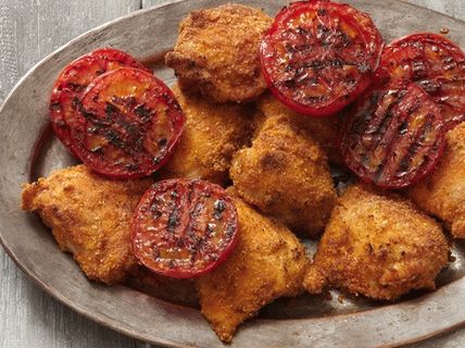 Photo of Grilled chicken thighs in breadcrumbs