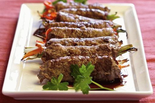 Photo of Fried Beef Rolls Stuffed with Japanese Vegetables