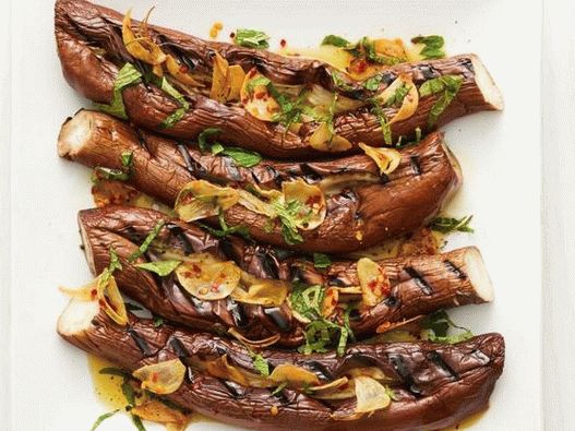 Photo of grilled eggplant with mint