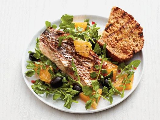 Photo of Grilled black perch with oranges