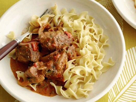 Photo of the dish - beef paprikash in a slow cooker